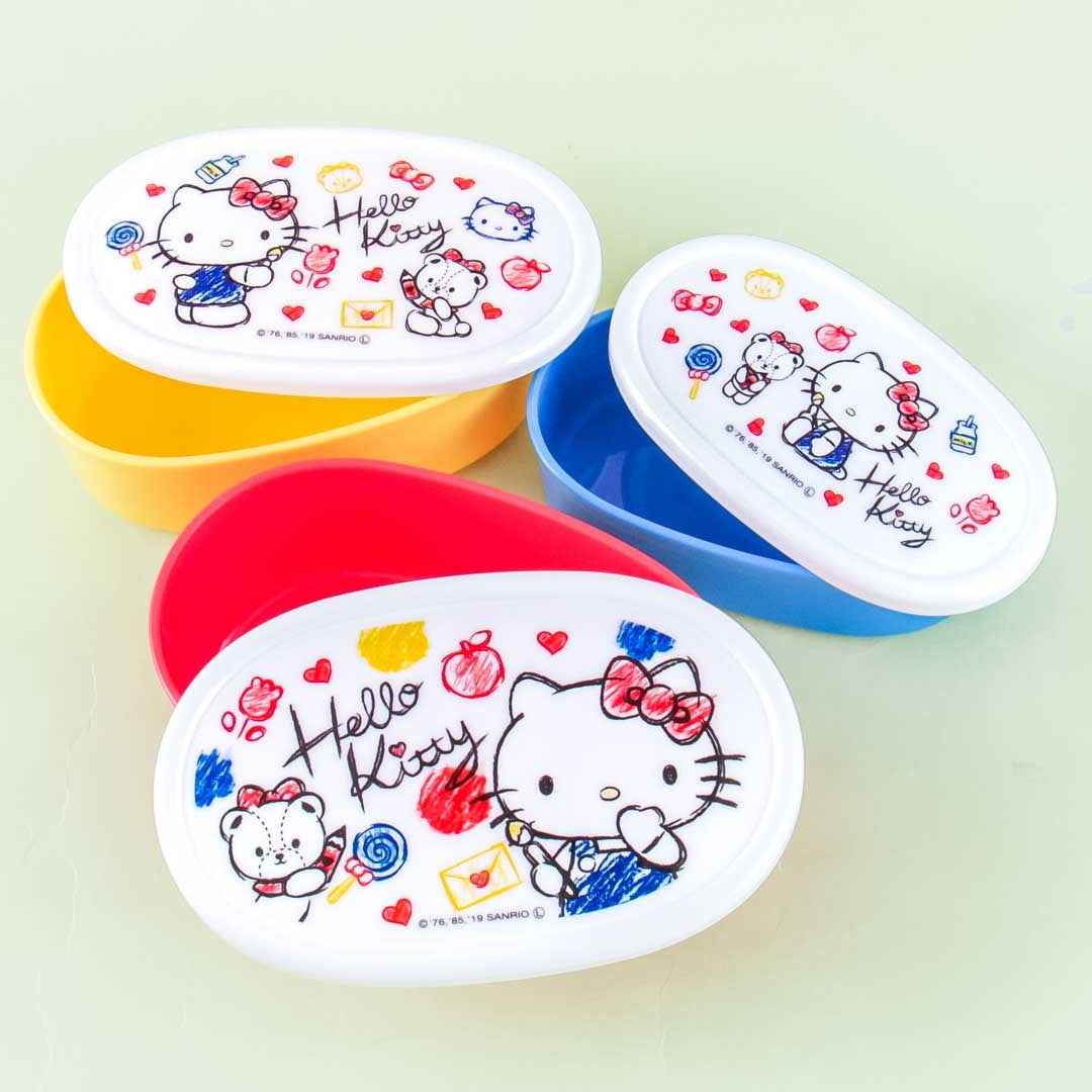 Hello Kitty & Tiny Chum Doodle Time Oblong Bento Set - 3 pcs