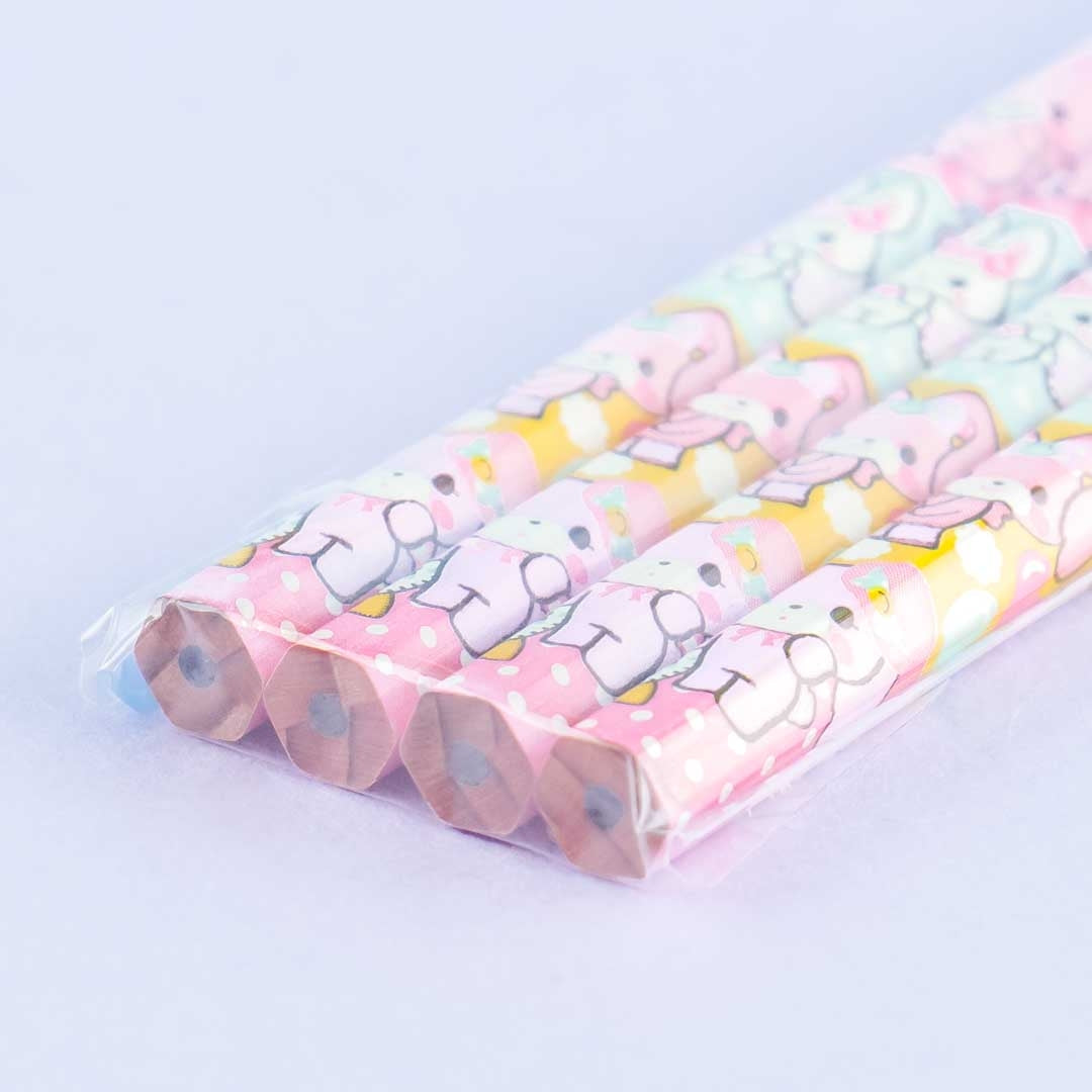 Bonbonribbon Buttons Hexagon B Pencil Set - 4 pcs