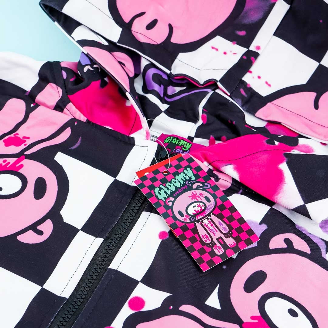 ACDC RAG Checkered Gloomy Bear Zip Hoodie