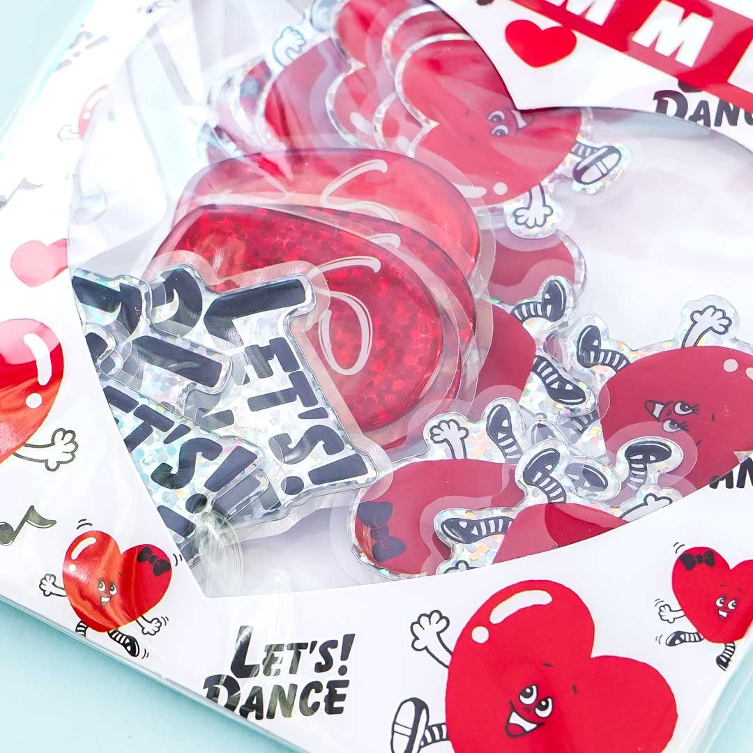 SWIMMER Dancing Hearts Puffy Sticker Flakes