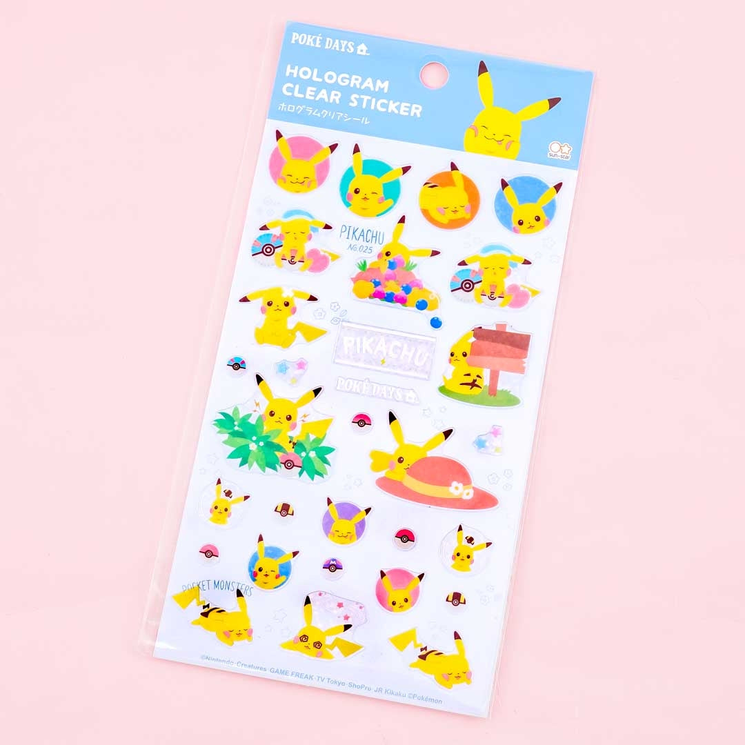 Pikachu Poke Days Hologram Clear Stickers