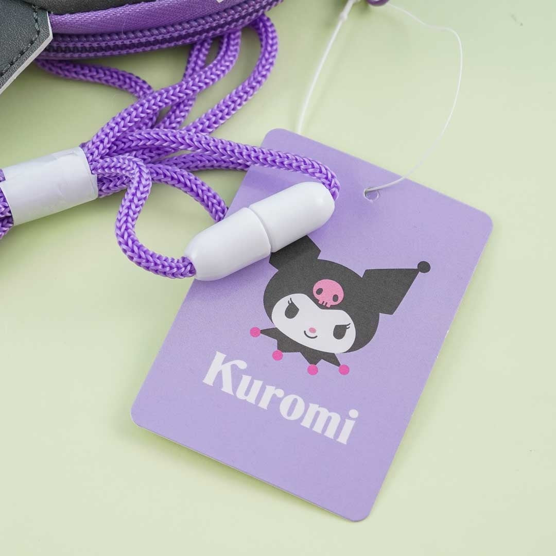 Kuromi Face Pouch With Neck Strap