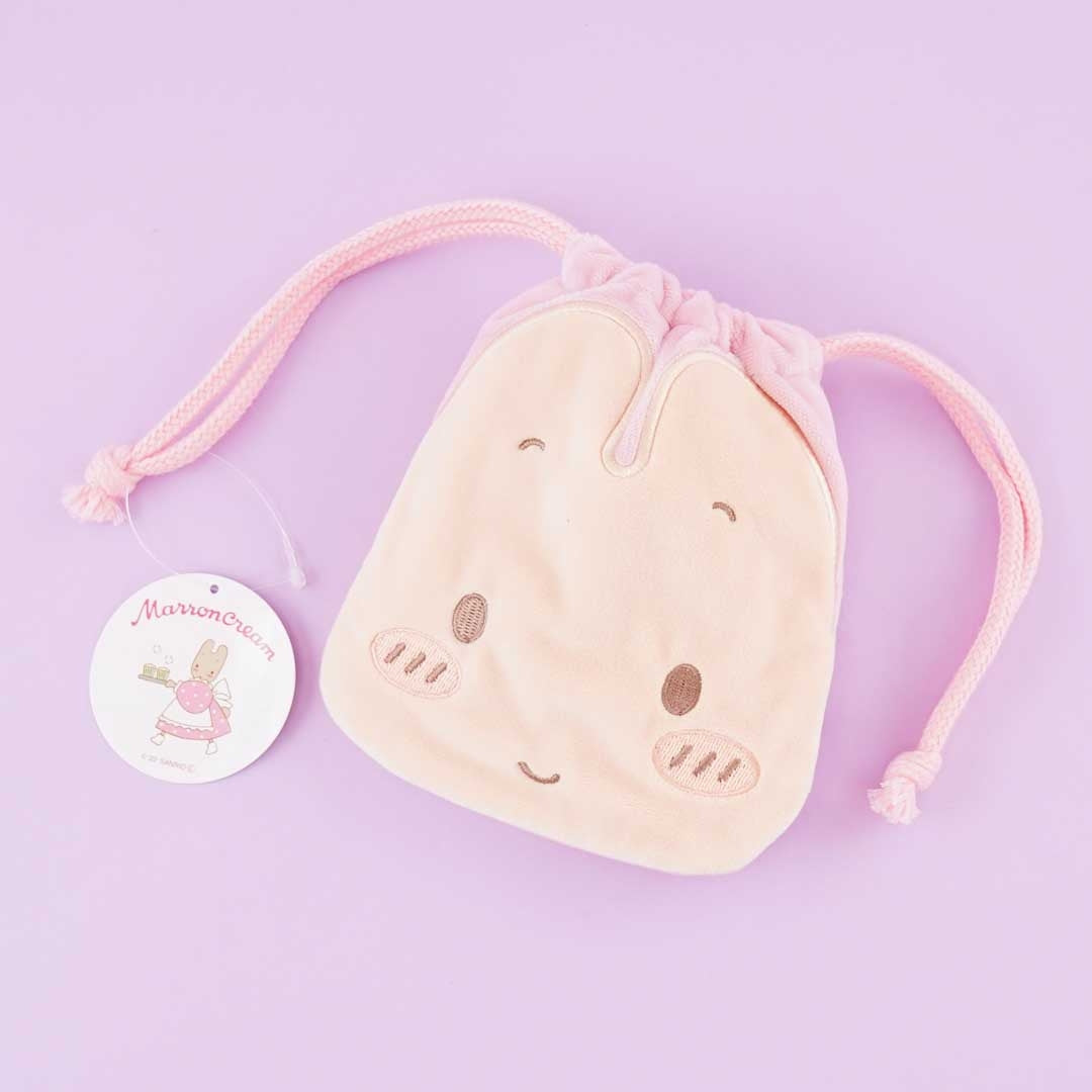 Marron Cream Die-Cut Mini Drawstring Pouch
