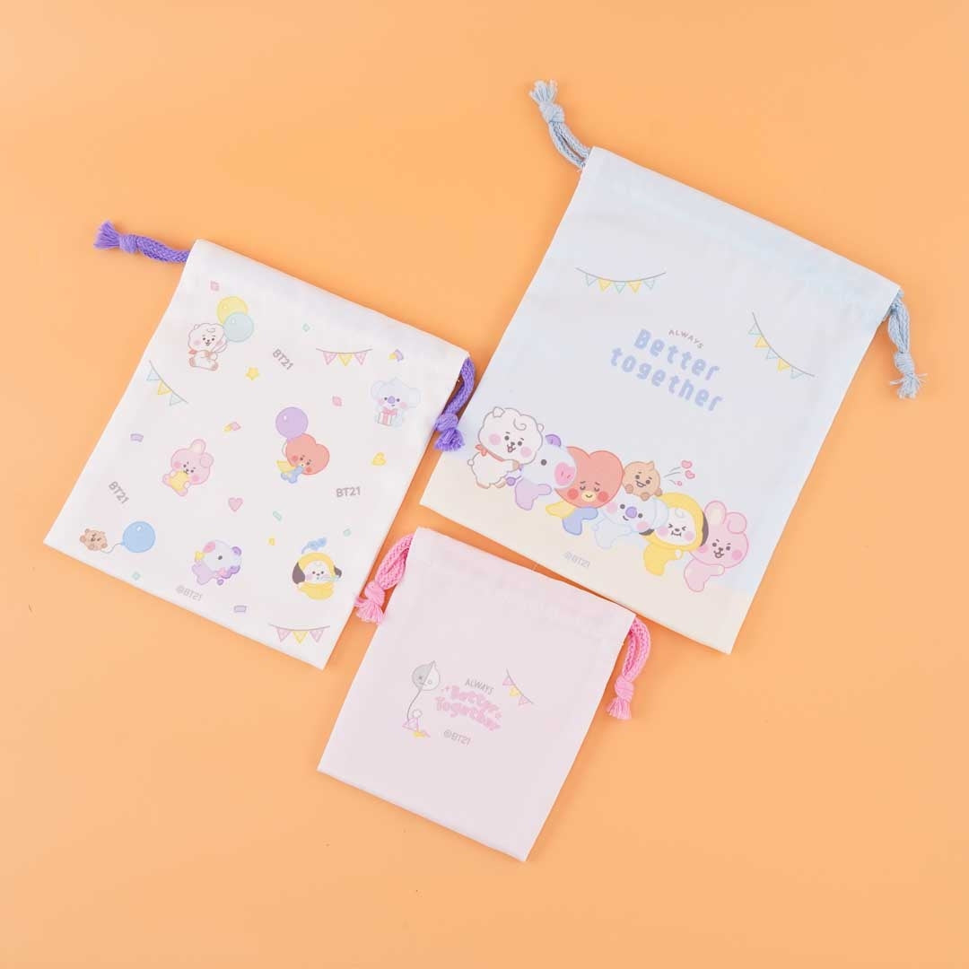 BT21 Baby Festa Drawstring Pouch Set - 3 pcs