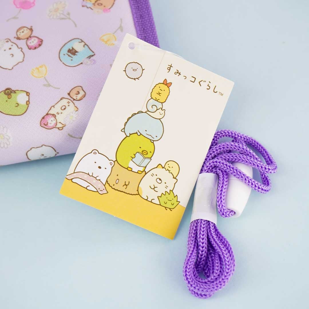 Sumikko Gurashi Spring Flowers Wallet With Neck Strap