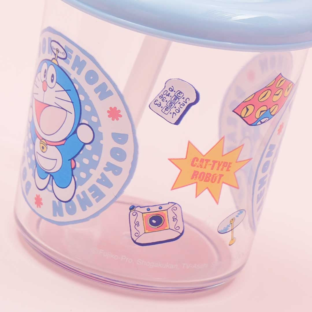 Doraemon Clear Drinking Cup With Lid & Straw
