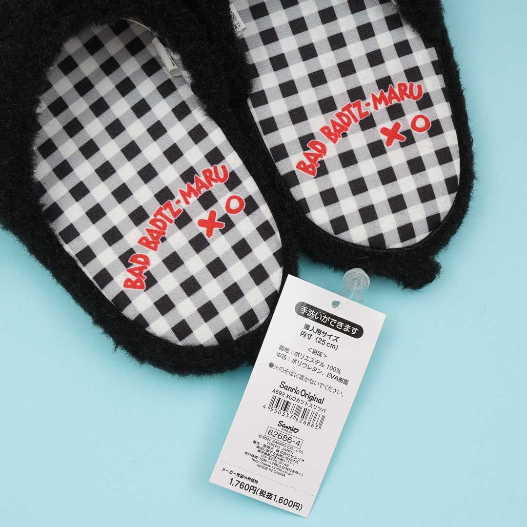 Bad Badtz-Maru Fuzzy Room Slippers - Black