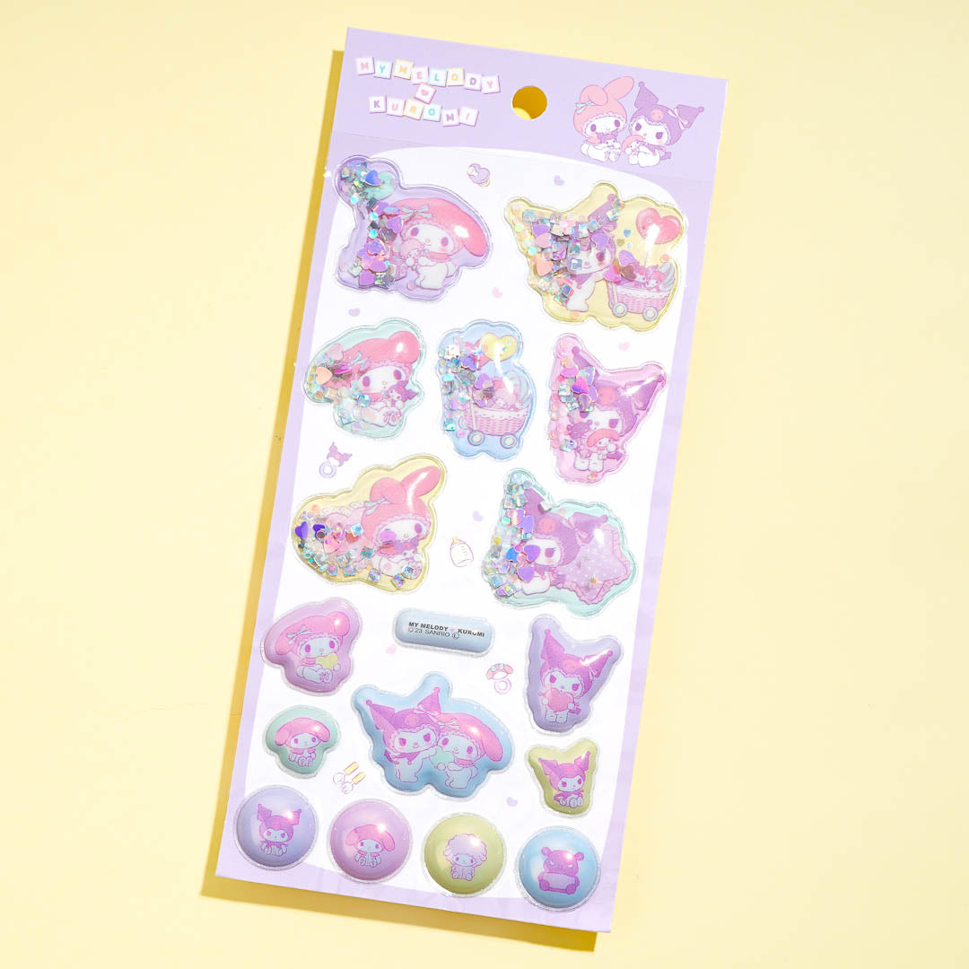 My Melody And Kuromi Glittery Water Stickers