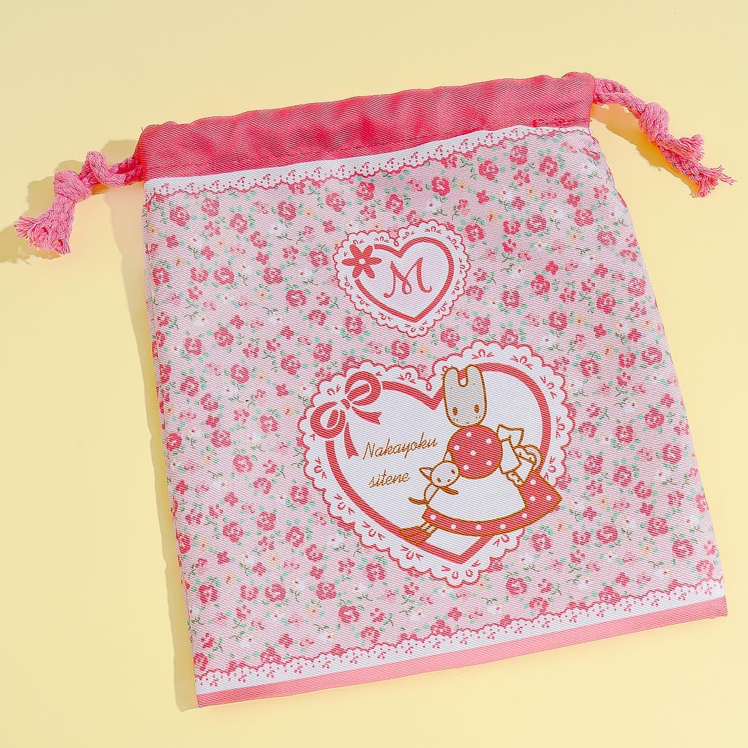 Marron Cream Roses Drawstring Bag
