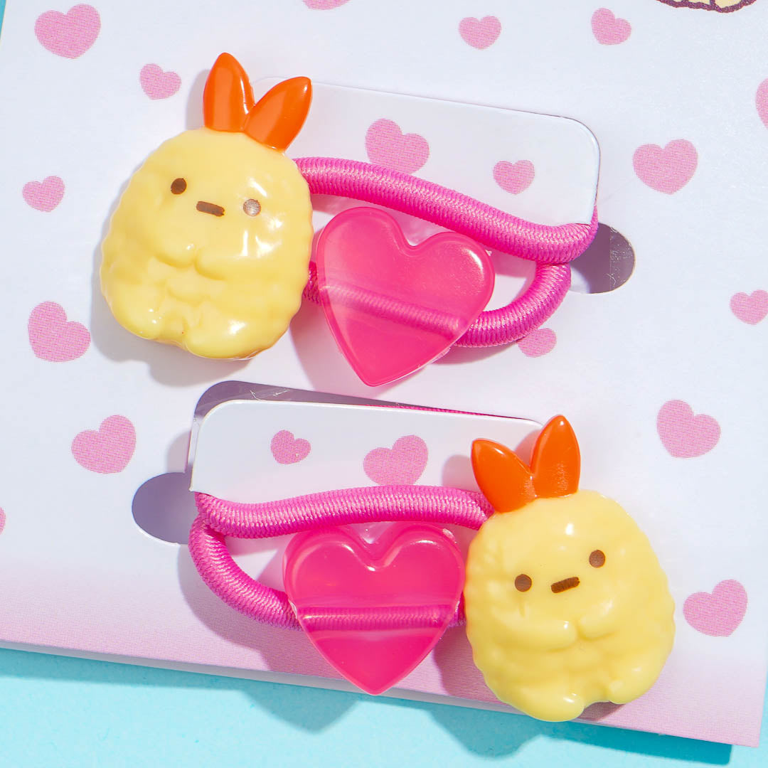Sumikko Gurashi Pink Heart Hair Tie Set - Ebifurai / 2 pcs