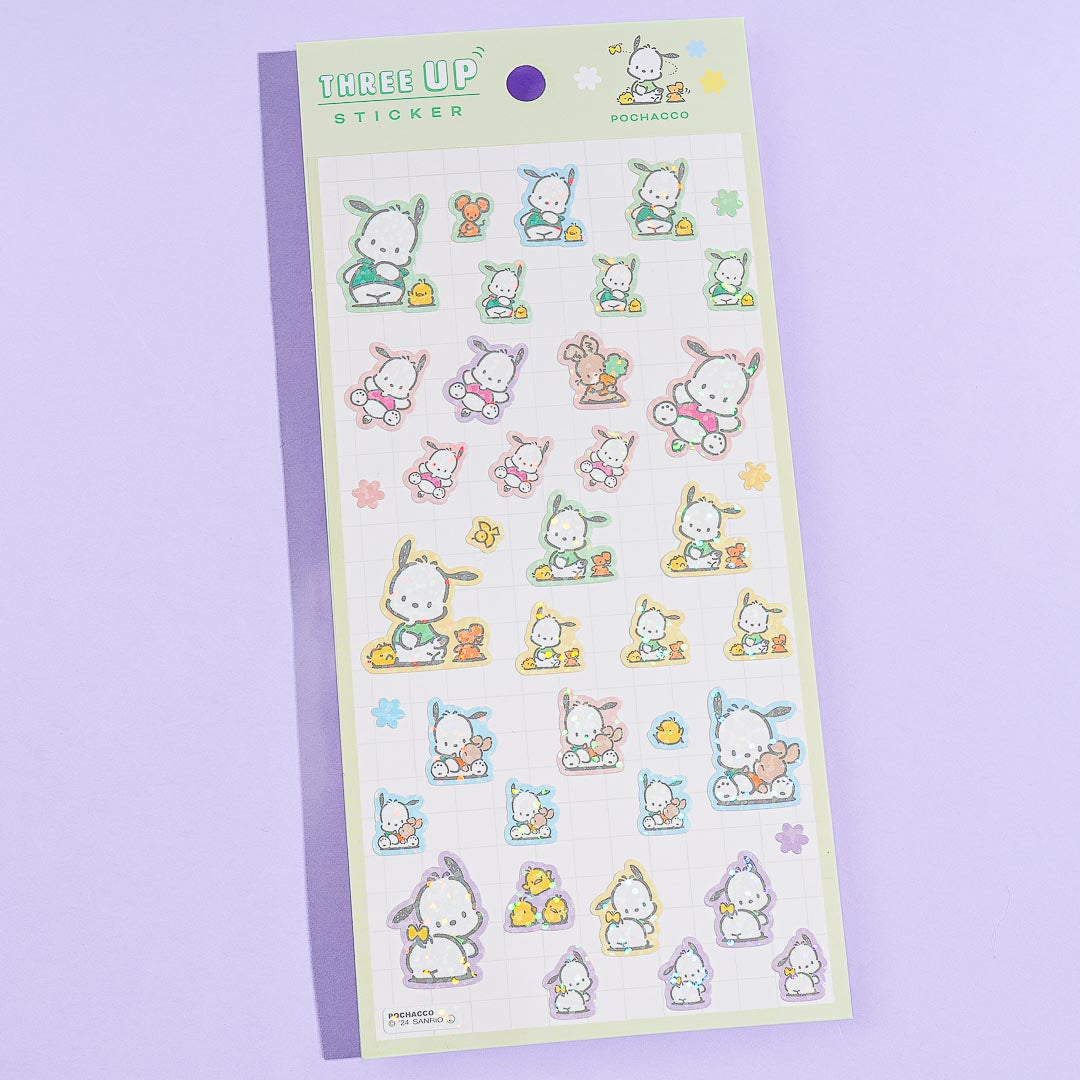 Pochacco Three-Up Sparkling Sticker Sheet