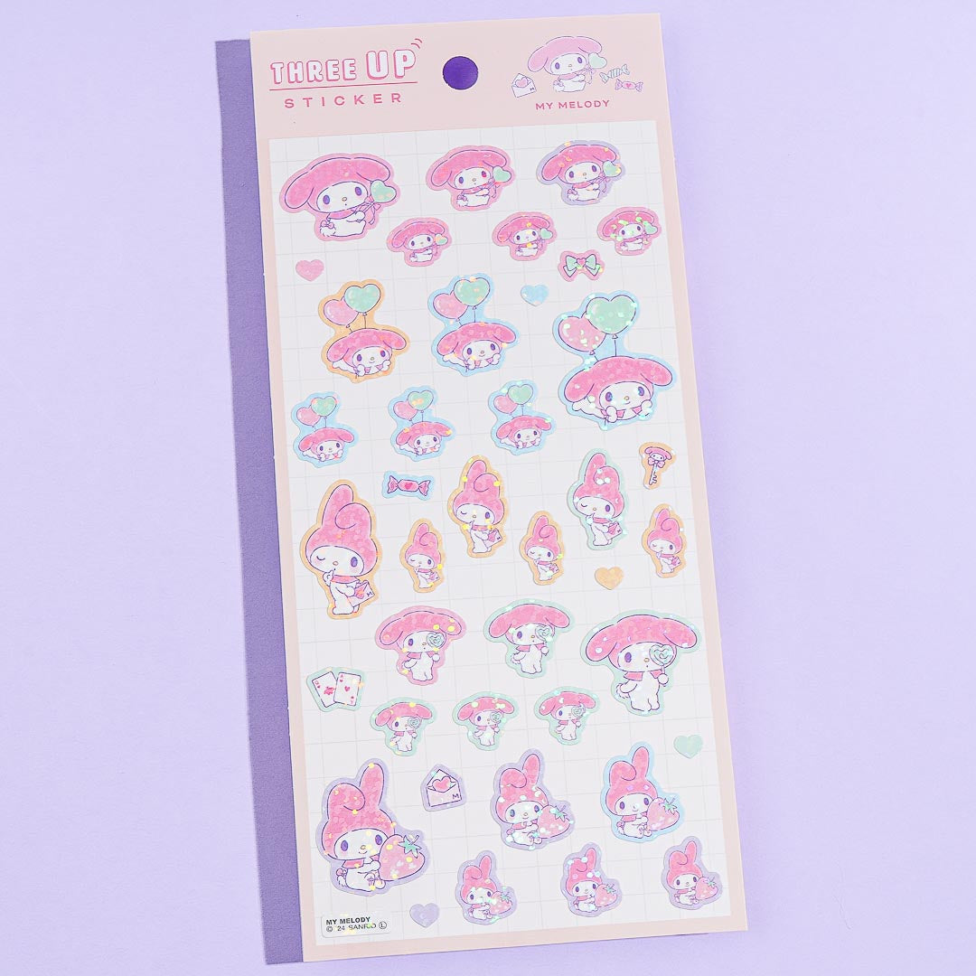 My Melody Three-Up Sparkling Sticker Sheet