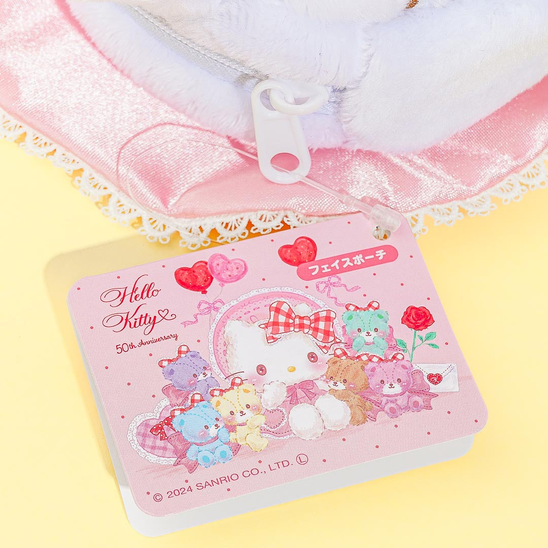 Hello Kitty Gingham Ribbon Fluffy Pouch