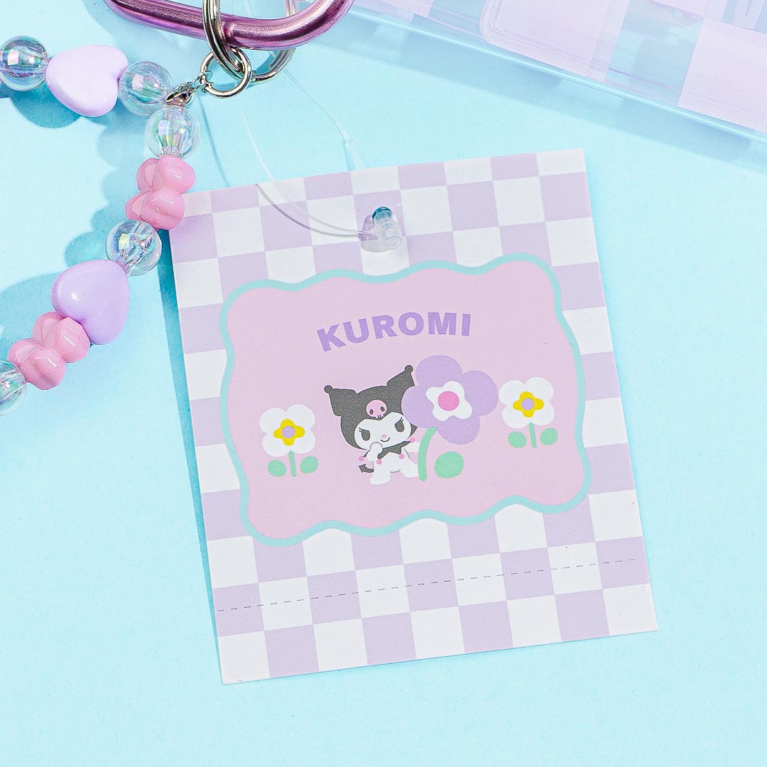 Kuromi Checkered Clear Flat Pouch With Charm