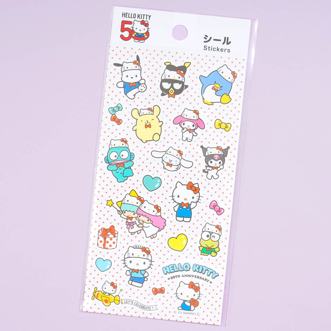 Hello Kitty 50th Anniversary Sticker Sheet - Sanrio Friends