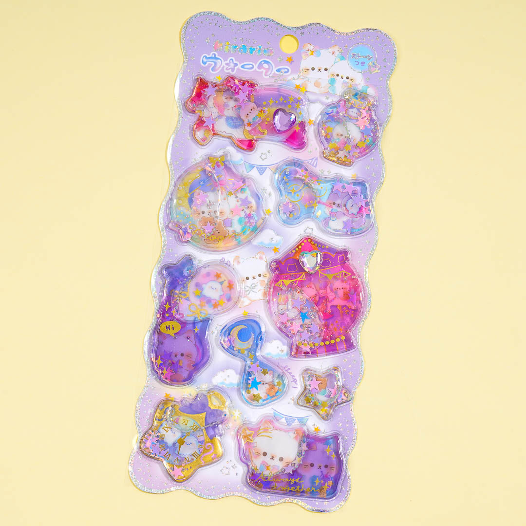 Night Meow Water-In Stickers