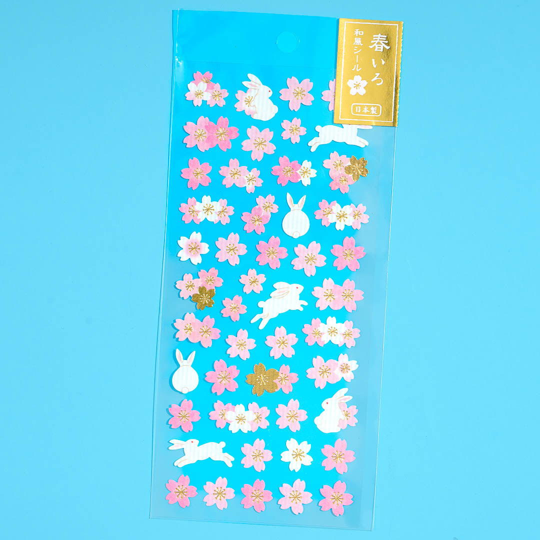Spring Colors Bunny Sakura Stickers