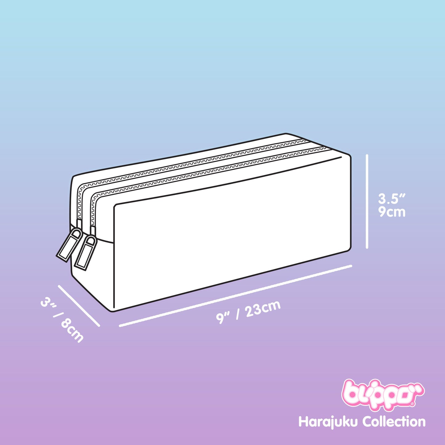 Blippo Harajuku Twin Zip Pencil Case
