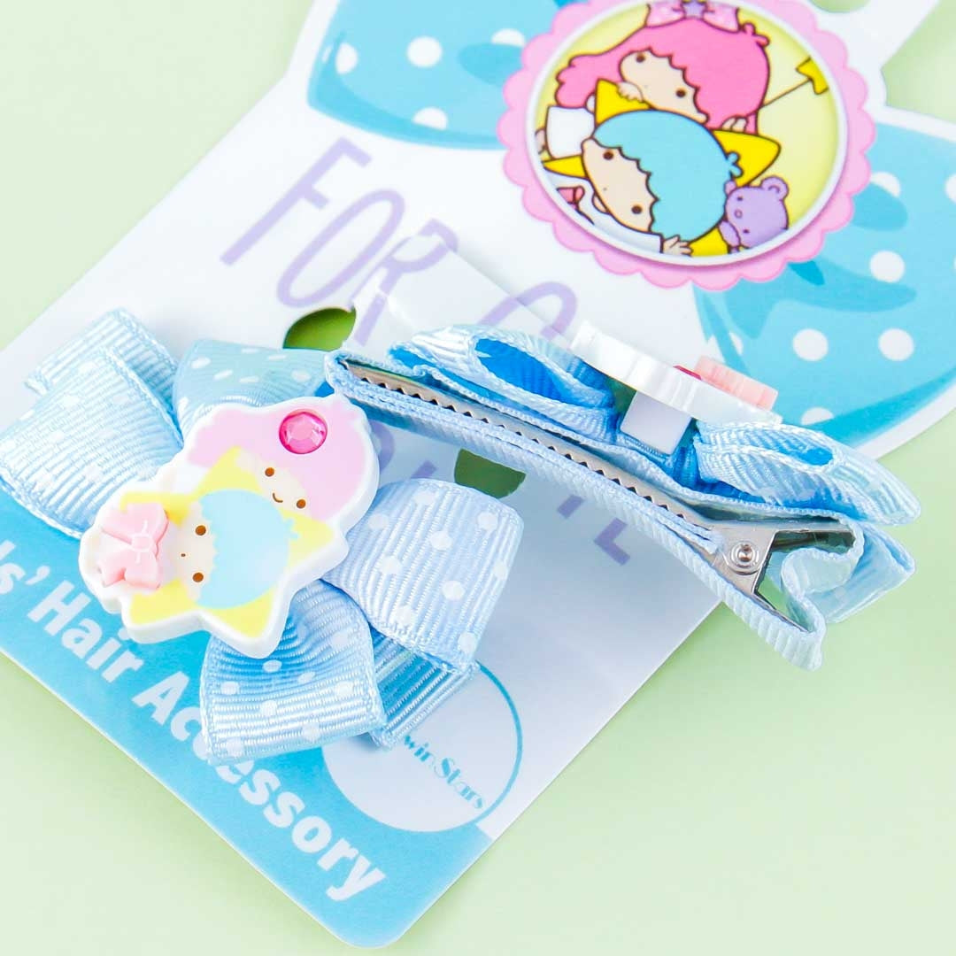Little Twin Stars Ribbon Polka Dot Hair Clip