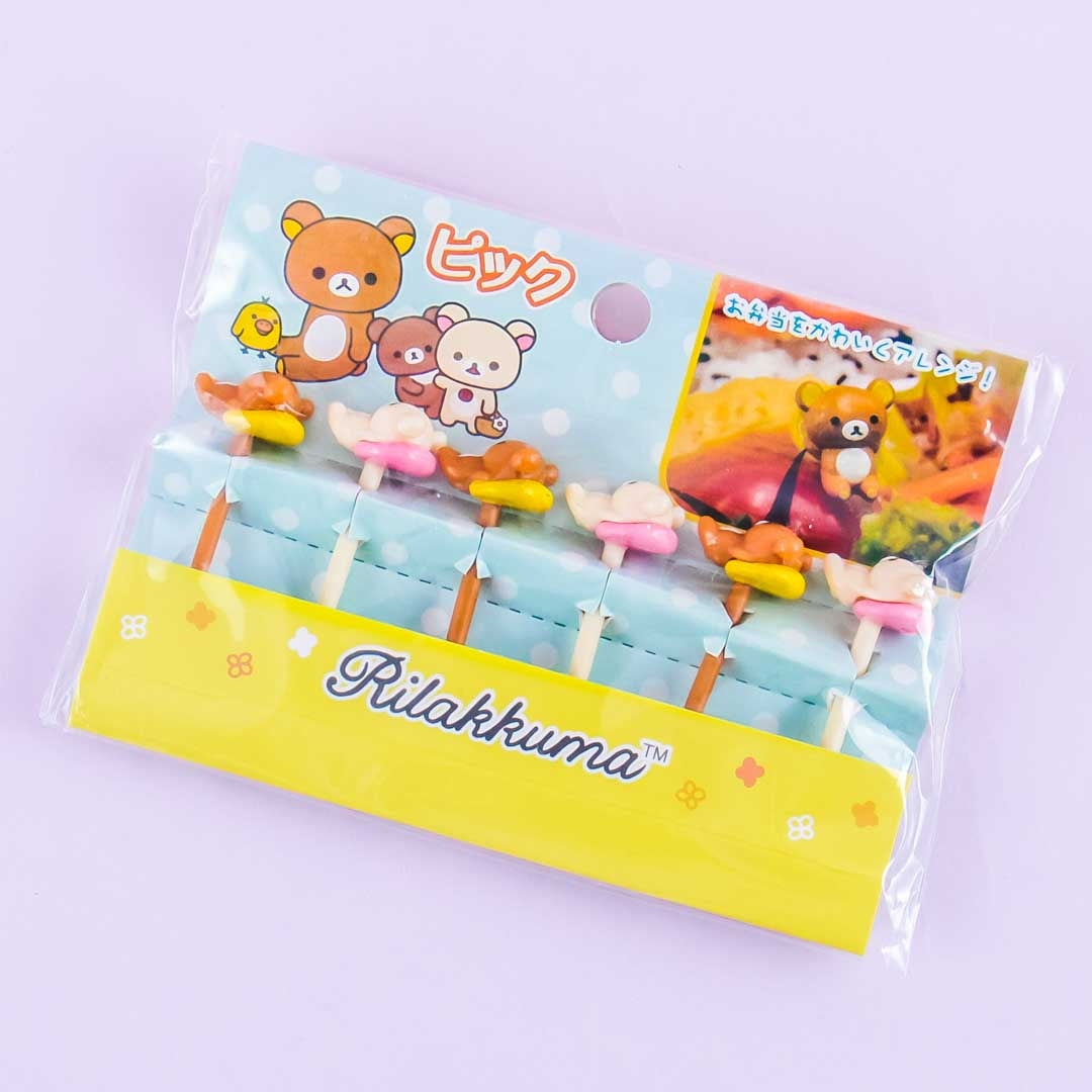 Rilakkuma & Korilakkuma Lying Down Bento Picks Set