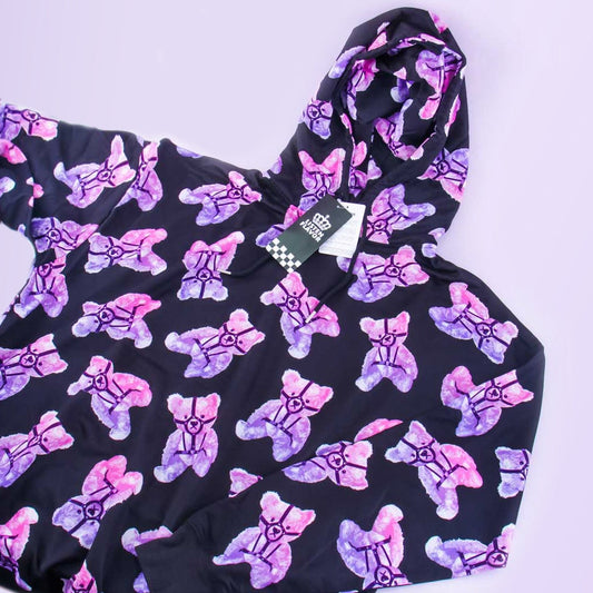 Listen Flavor Purple Strap Bear Pullover Hoodie