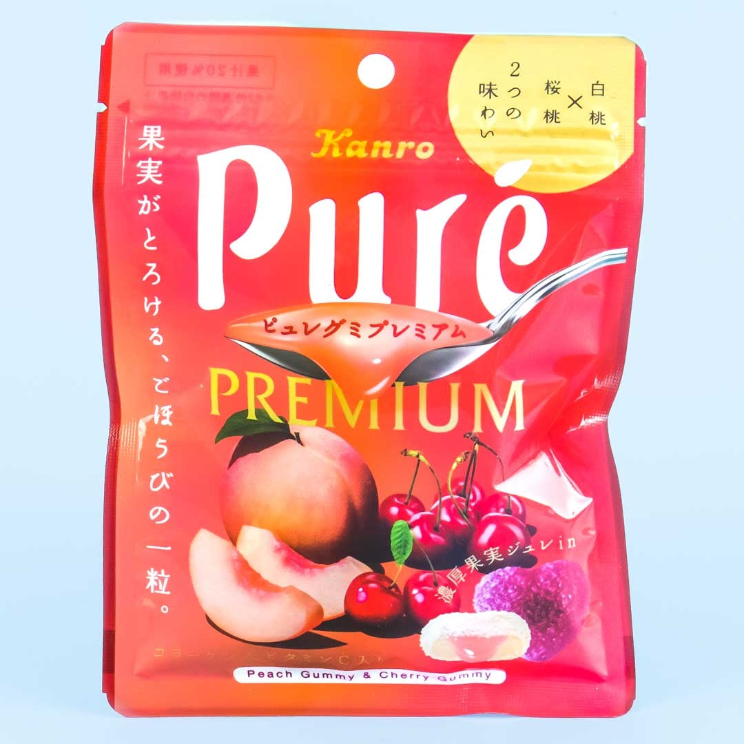 Kanro Pure Premium Gummy - White Peach & Cherry
