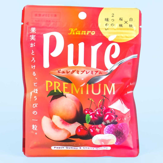Kanro Pure Premium Gummy - White Peach & Cherry