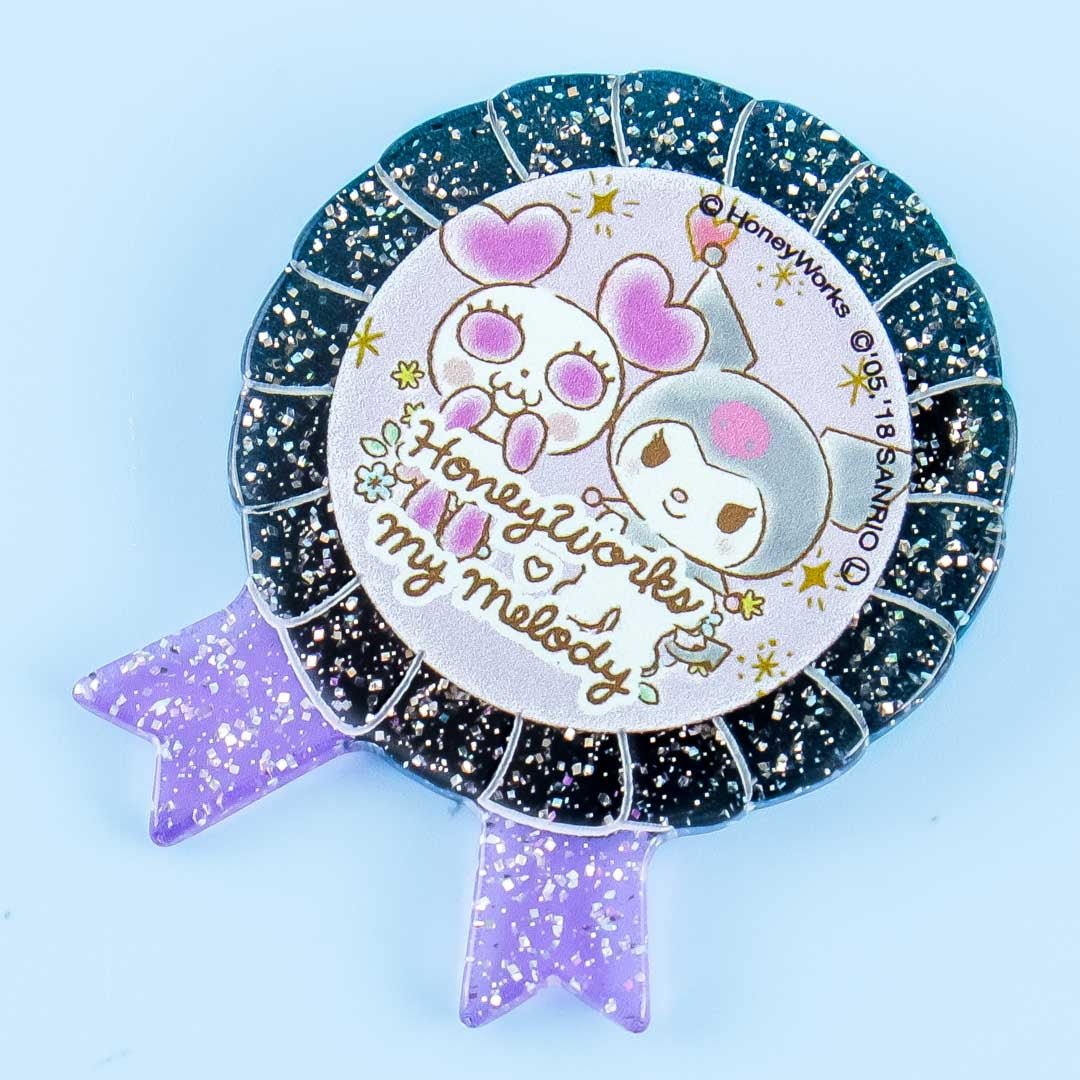 HoneyWorks x My Melody Rosette Badge - Panmy & Kuromi