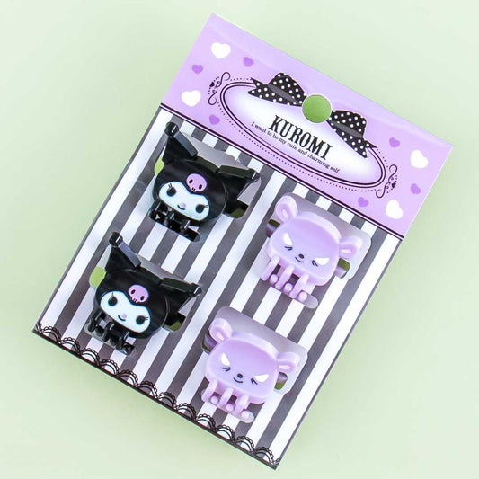 Kuromi & Baku Hair Clips Set-4-pcs