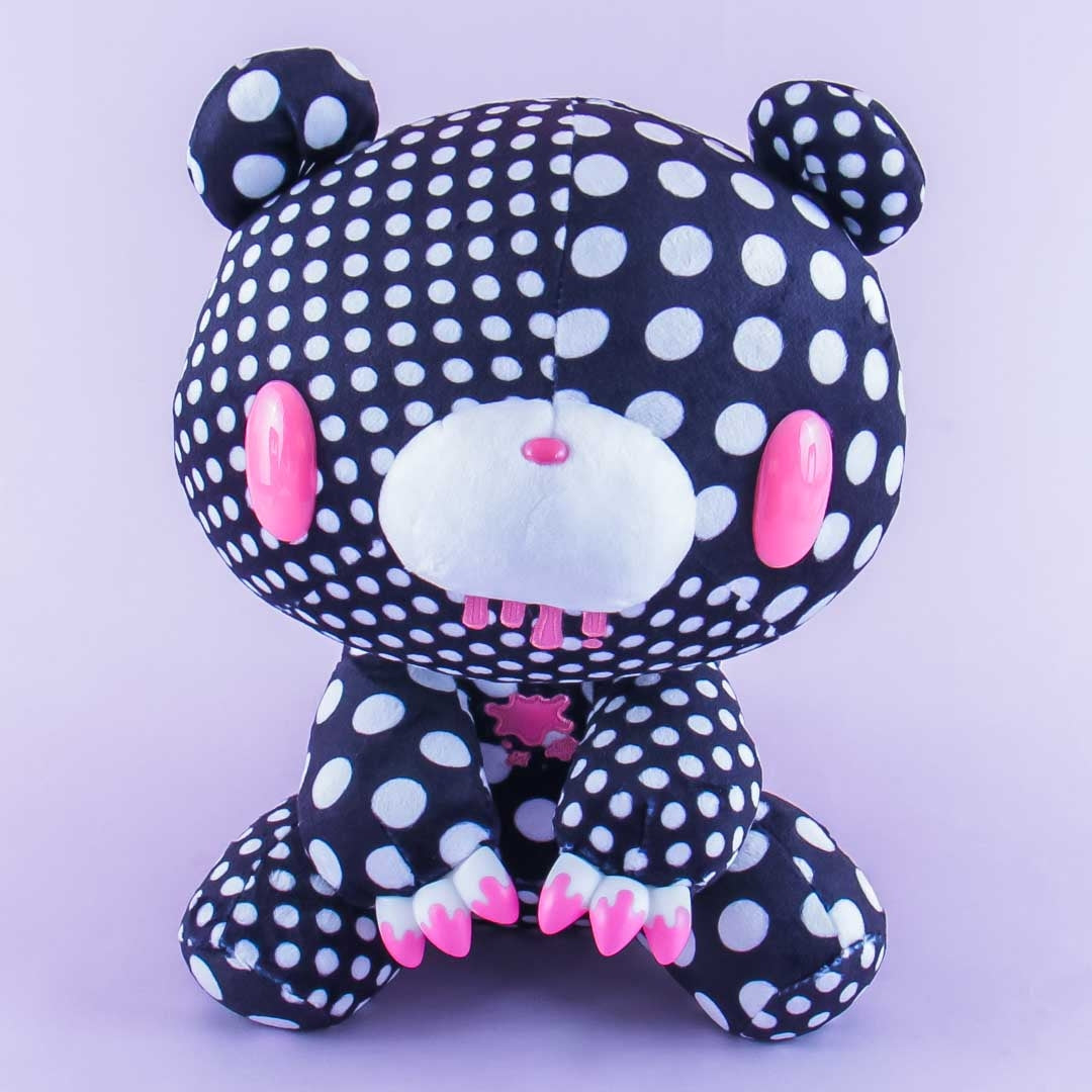 Gloomy Bear Plushie - Black With White Crazy Dots / Big