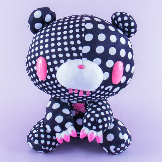 Gloomy Bear Plushie - Black With White Crazy Dots / Big