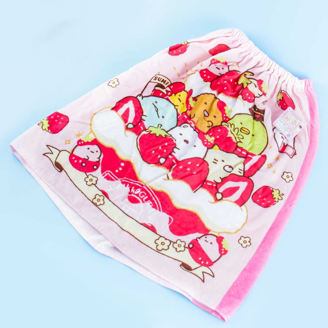 Sumikko Gurashi Strawberry Wrap Towel With Buttons