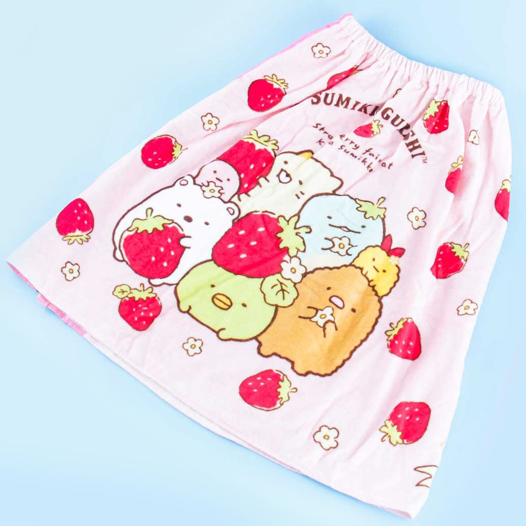 Sumikko Gurashi Strawberry Wrap Towel With Buttons