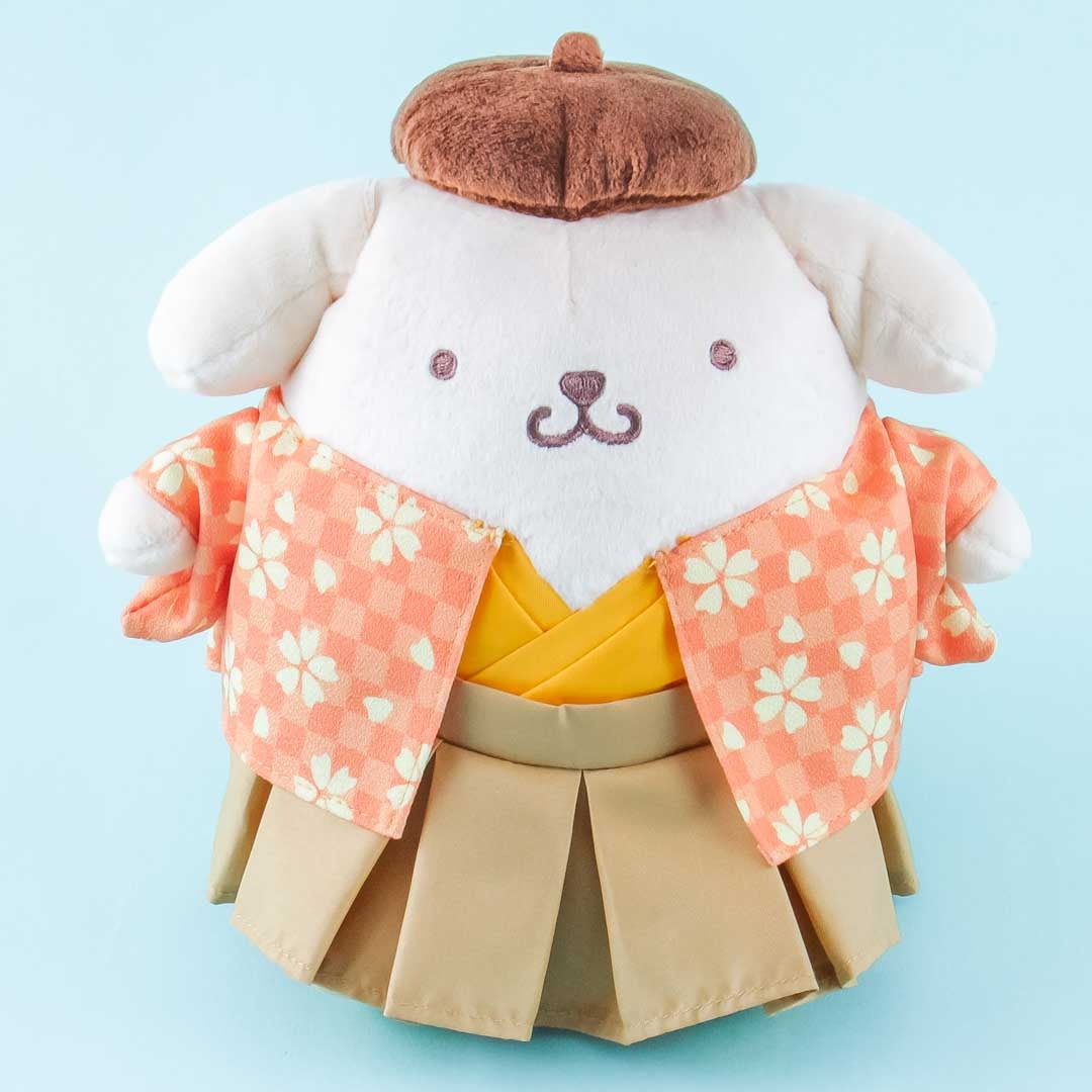 Pompompurin Sakura Checkered Kimono Plushie - Medium