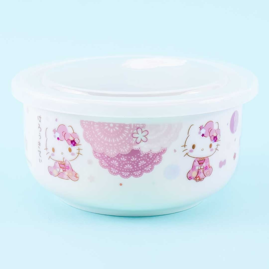 Hello Kitty Floral Kimono Microwavable Dish With Lid