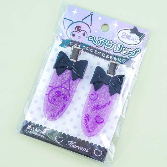Kuromi Glitters & Bows Barrette Set