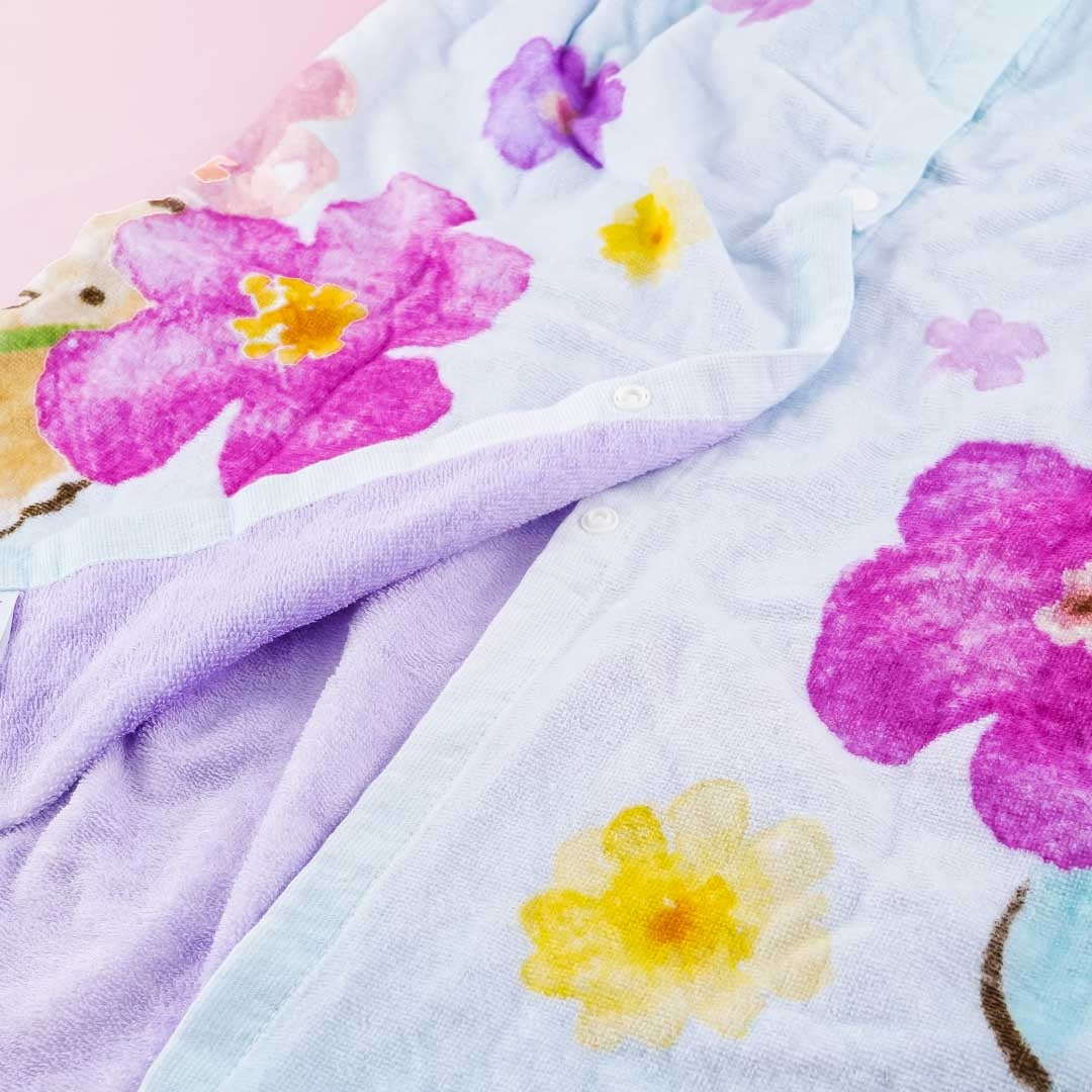 Sumikko Gurashi Giant Florals Wrap Towel With Buttons