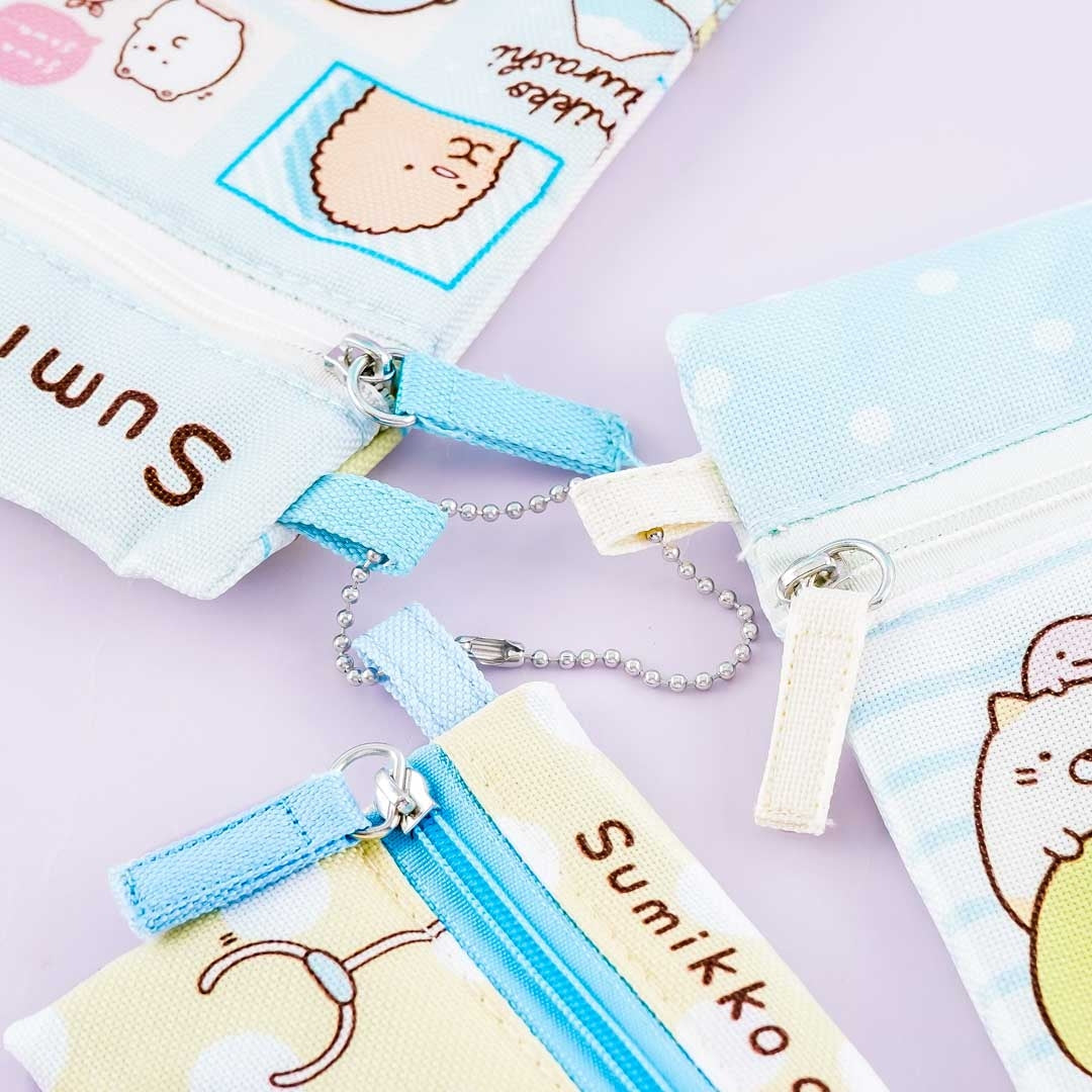 Sumikko Gurashi Striped Flat Pouch Set - 3 pcs