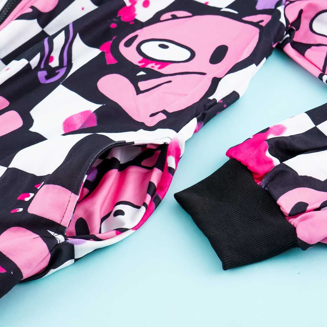 ACDC RAG Checkered Gloomy Bear Zip Hoodie