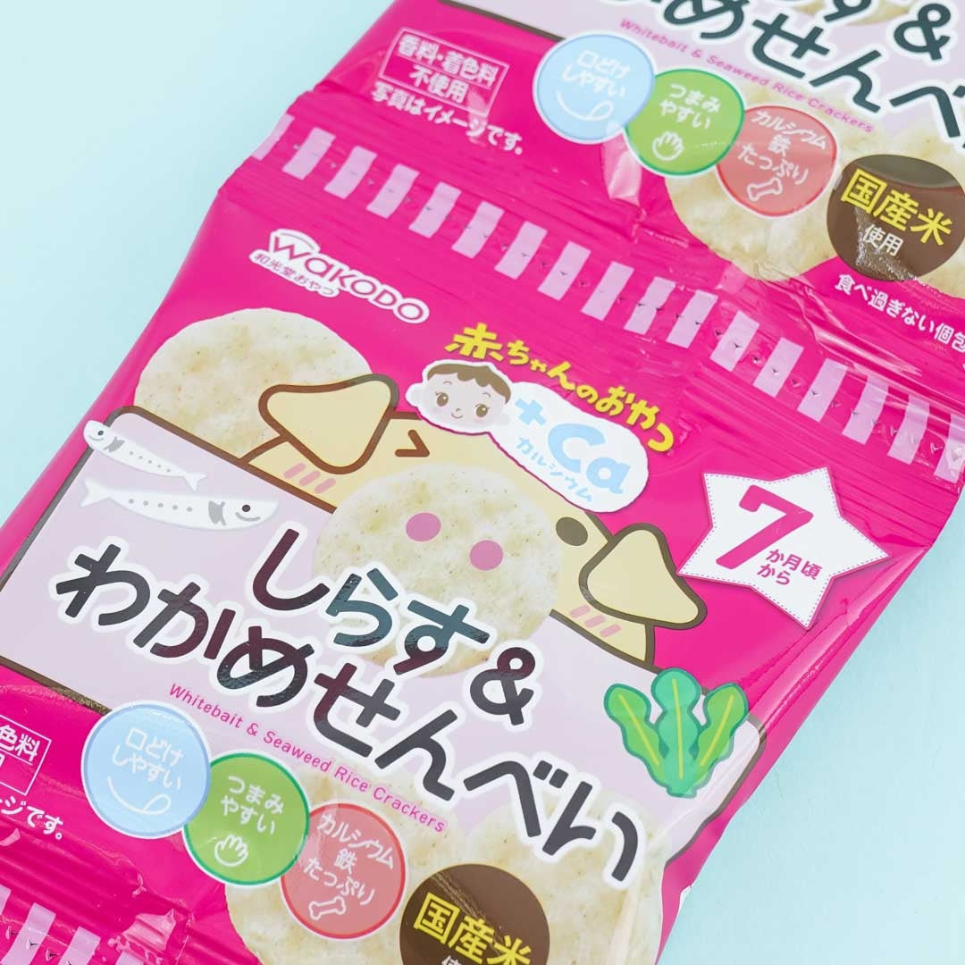 Wakodo Baby +Ca Whitebait & Seaweed Rice Crackers Mini Pack - 4 pcs
