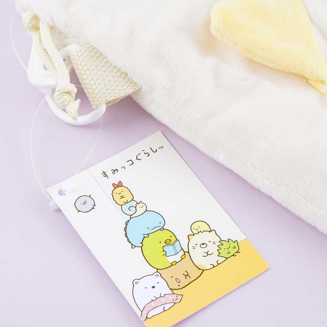 Sumikko Gurashi Fluffy Drawstring Pouch - Neko