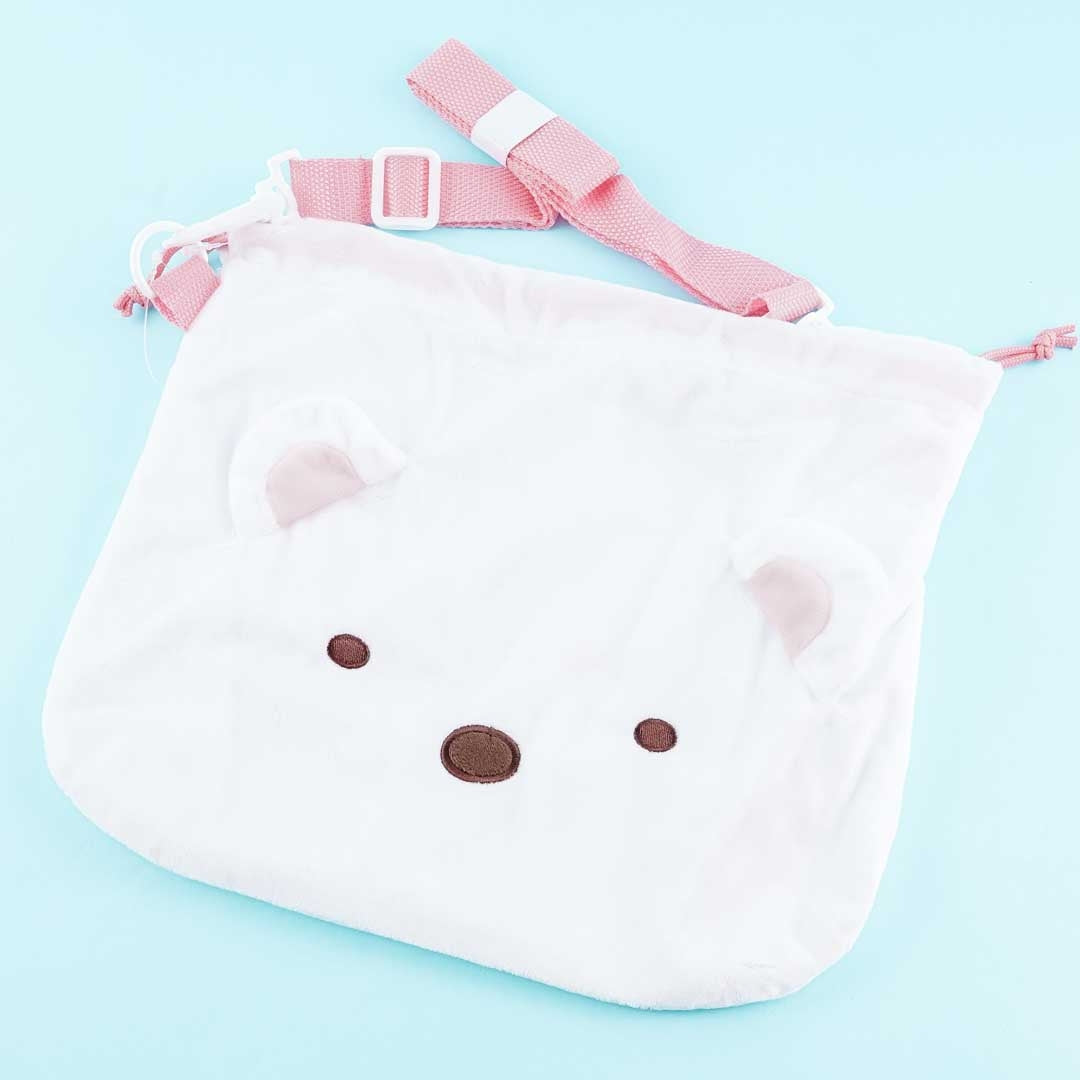 Sumikko Gurashi Fluffy Drawstring Pouch - Shirokuma