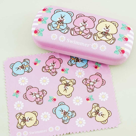 SWIMMER Cherry Bear Friends Eyeglass Hard Case