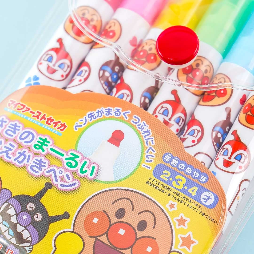 Anpanman Round Tip Marker Set - 6 pcs