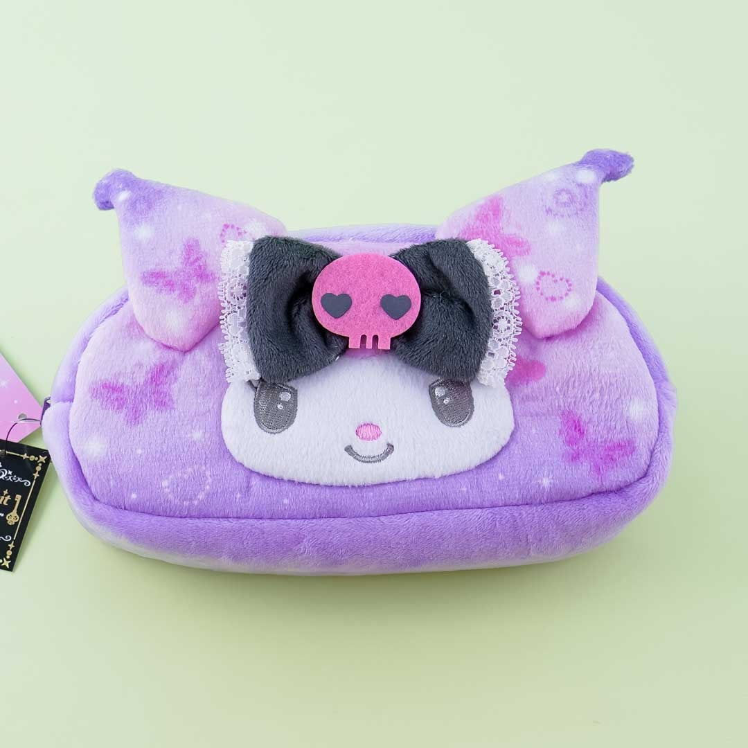 Kuromi Face Oval Fluffy Pouch