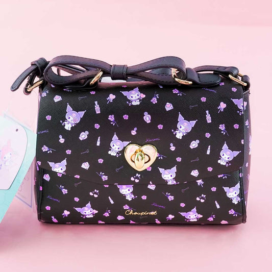 Kuromi's Favorite Things Black Faux Leather Shoulder Bag