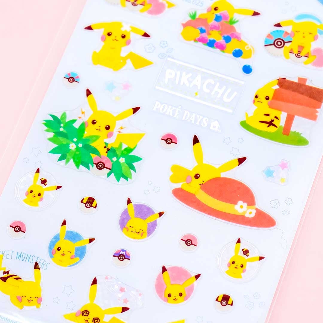 Pikachu Poke Days Hologram Clear Stickers