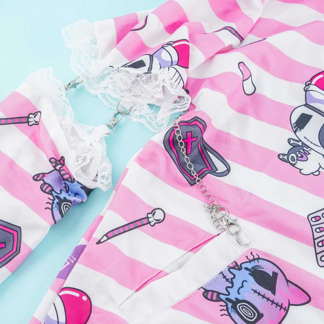 ACDC RAG Yami Kawaii Punk Menhera-chan Usamimi Parka - Pink