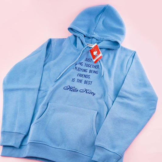 Hello Kitty Embroidery Hoodie - Blue / Large