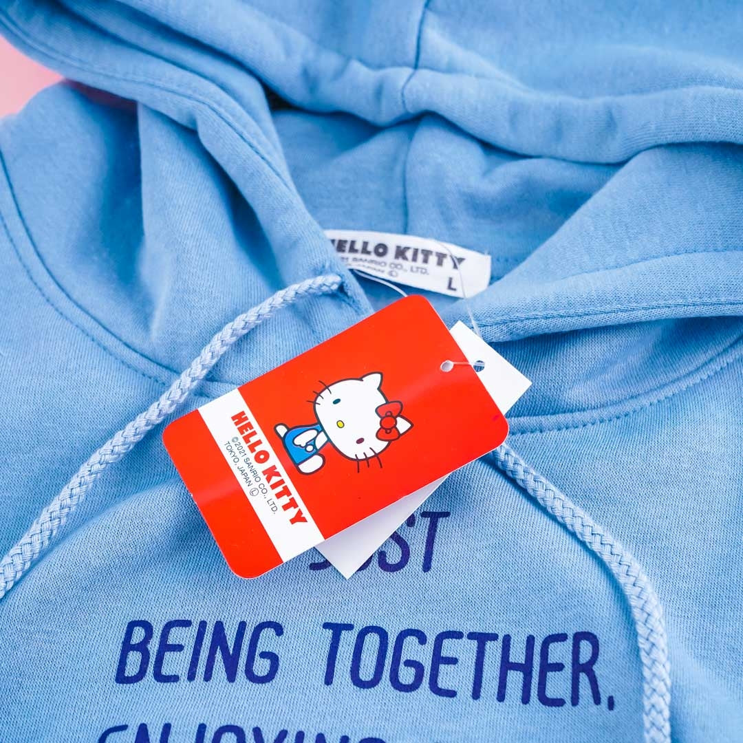 Hello Kitty Embroidery Hoodie - Blue / Large
